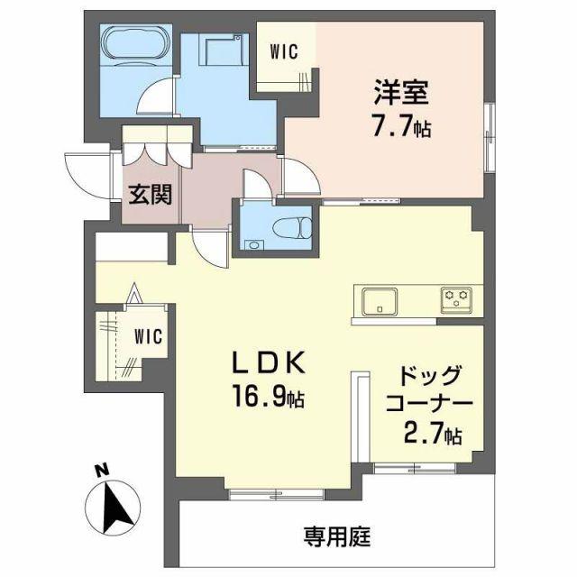 シャーメゾン ラ テラ(1LDK/1階)の間取り写真