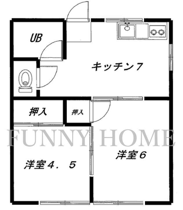 ハウス涼風(2DK/2階)の間取り写真