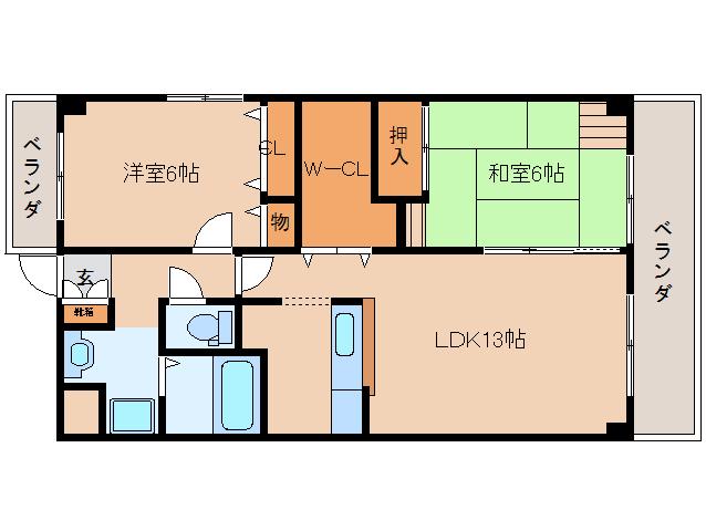 リジェール菅原(2LDK/2階)の間取り写真