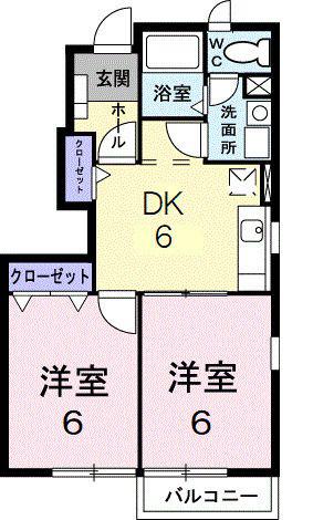 エミネンスA(2DK/1階)の間取り写真