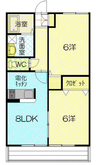 ハイムT&J(2LDK/1階)の間取り写真