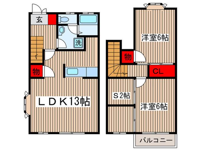 ベルコリーヌC(2SLDK/1階)の間取り写真