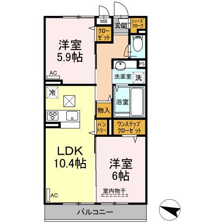 イーストガーデン綱島(2LDK/1階)の間取り写真