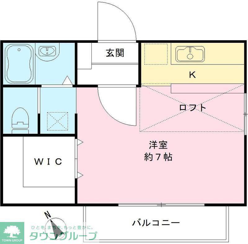 シティーハイムB(ワンルーム/1階)の間取り写真