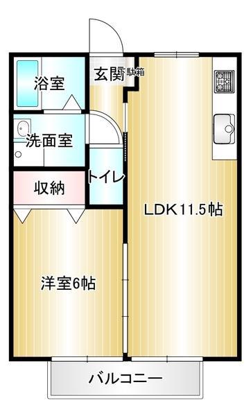 エクレールブロッサム楽市(1LDK/2階)の間取り写真