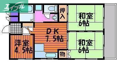 ナガシオビル(3DK/4階)の間取り写真