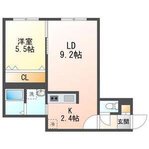 エバーグリーン(1LDK/4階)の間取り写真