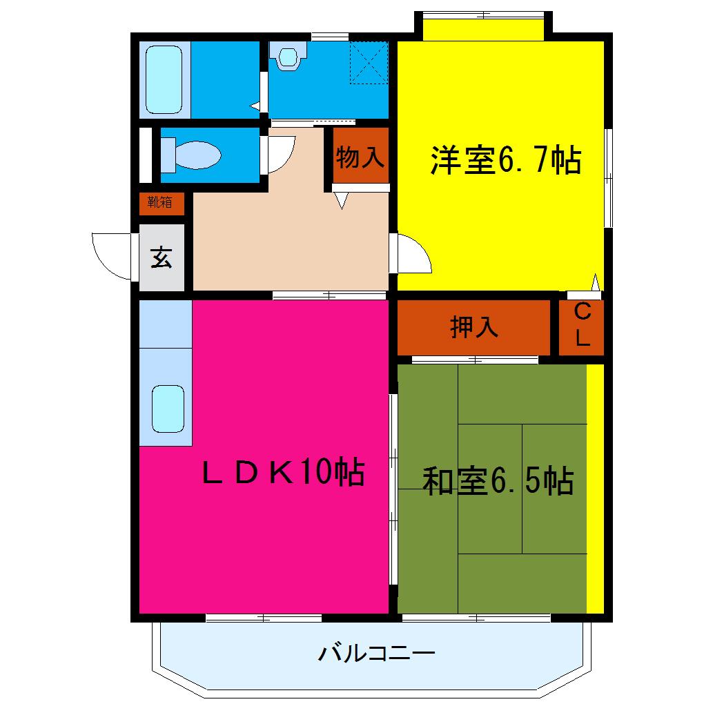 ラ・レガート(2LDK/2階)の間取り写真