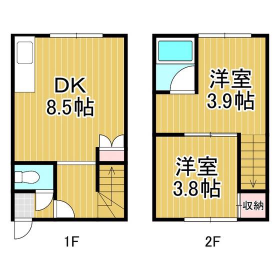 シングルエース(2DK/1階)の間取り写真