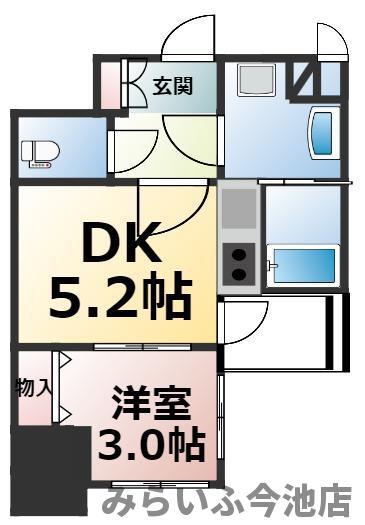 プレサンス今池駅前フェルディノ(1DK/13階)の間取り写真