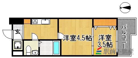 NO55WES.PROJECT博多(2K/6階)の間取り写真