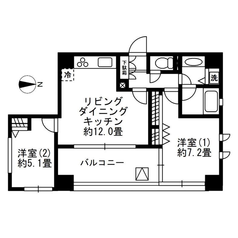 LANAI TOWN RENAISSANCE GRAND HIGHRI(2LDK/4階)の間取り写真