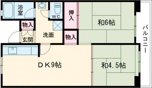 佐野湊団地 1号棟(2DK/3階)の間取り写真