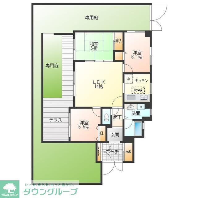 ライオンズマンション京王堀之内(3LDK/1階)の間取り写真