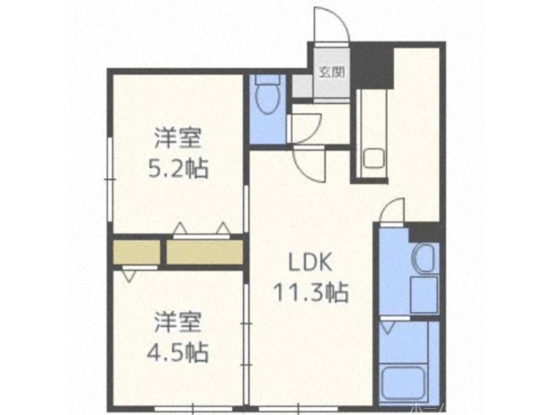 ステラ中の島(2LDK/2階)の間取り写真