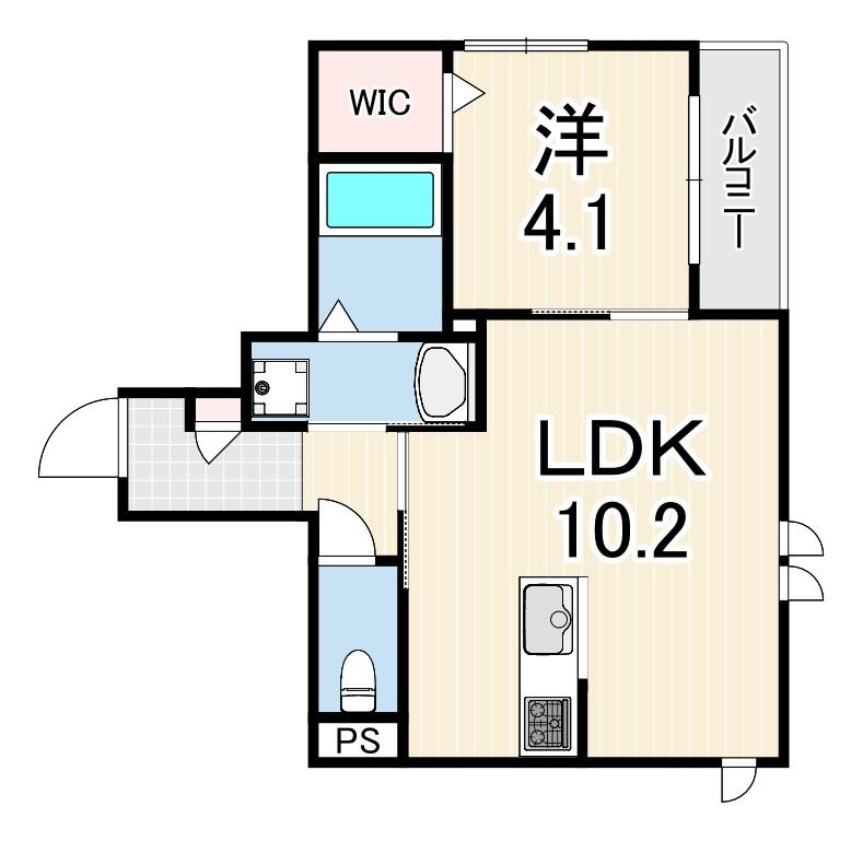 芦原通レジデンス(1LDK/2階)の間取り写真