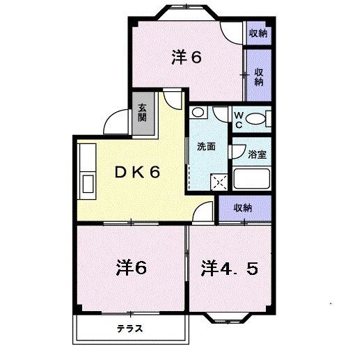 プラドールサンシャインB(3DK/1階)の間取り写真
