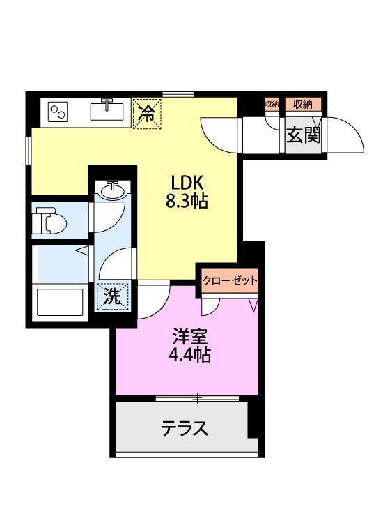 ラ・コリーヌ 藤(1LDK/1階)の間取り写真
