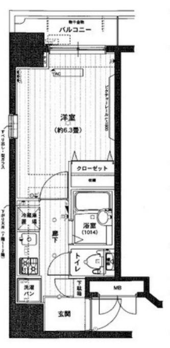 アフェクシオン日本橋人形町(1K/5階)の間取り写真