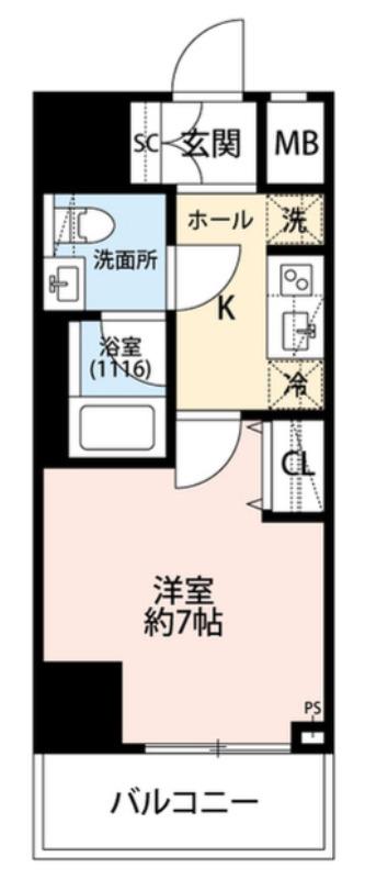 プレール・ドゥーク梅島(1K/6階)の間取り写真