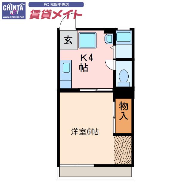 アンティークヒルズ(1K/2階)の間取り写真