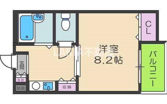 メロディーハイム美章園(1K/3階)の間取り写真