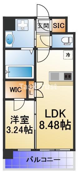 エスリードレジデンス都島ノース(1LDK/4階)の間取り写真