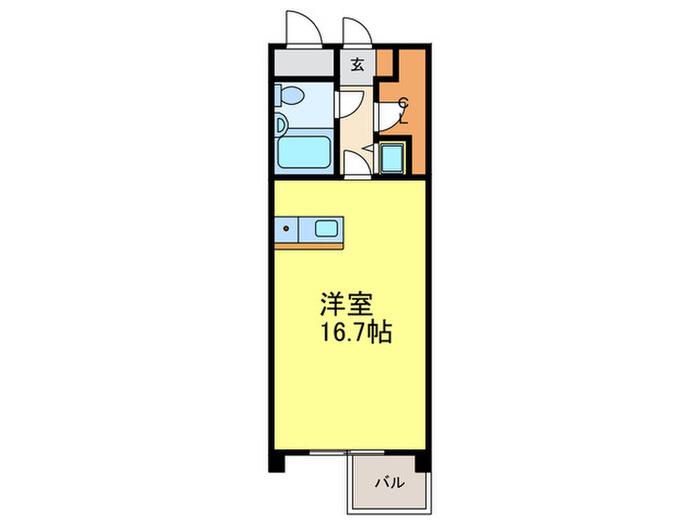 ホープ芦屋(ワンルーム/2階)の間取り写真