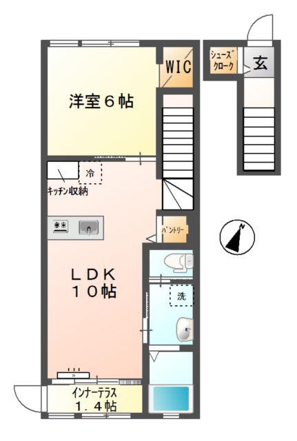 グランドゥール(1LDK/2階)の間取り写真