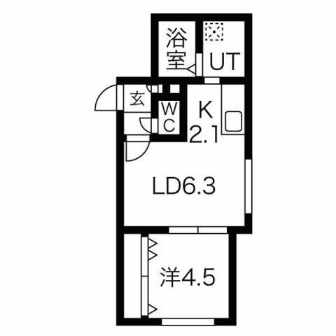 ウルス平岸(1LDK/1階)の間取り写真