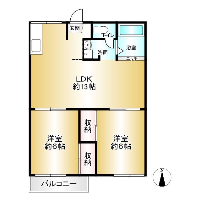 KIグリーンハイツ201(2LDK/2階)の間取り写真