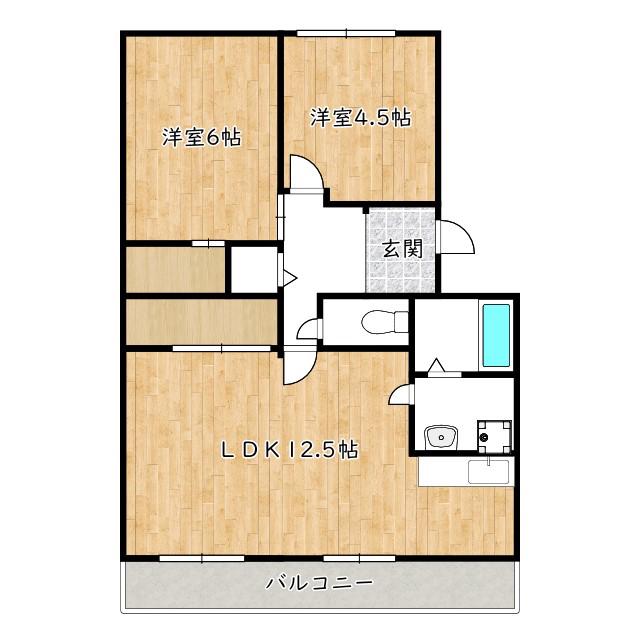 サンシャイン濱田(2LDK/1階)の間取り写真
