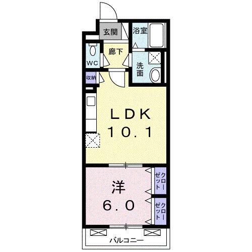 パラッツオ入倉(1LDK/3階)の間取り写真