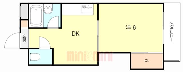 ピュアライフ福町(1DK/3階)の間取り写真