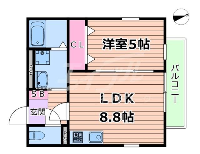S APT.蒲生四丁目(1LDK/2階)の間取り写真