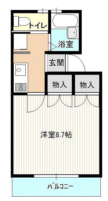 アップル咲田(1K/1階)の間取り写真
