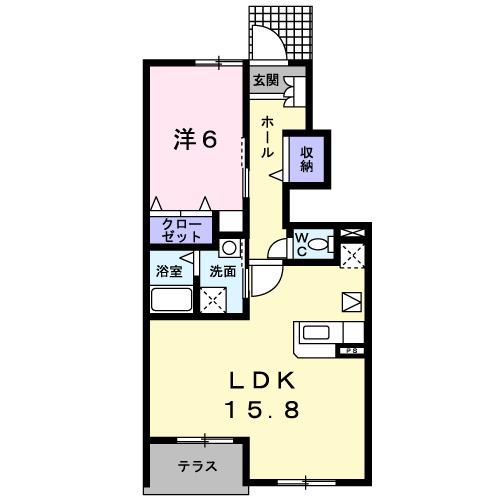 ムーンリバーC(1LDK/1階)の間取り写真