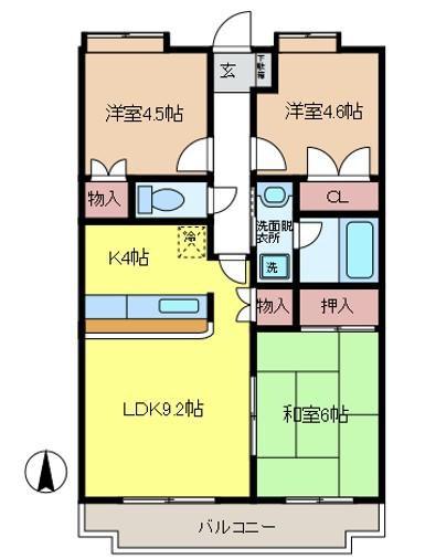 ラミューム I(3LDK/3階)の間取り写真