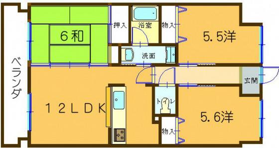 カイチダビル(3LDK/3階)の間取り写真