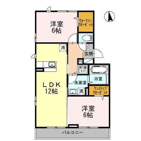 パストラル湘南(2LDK/2階)の間取り写真