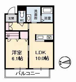 グランべレオ三吉 B(1LDK/3階)の間取り写真