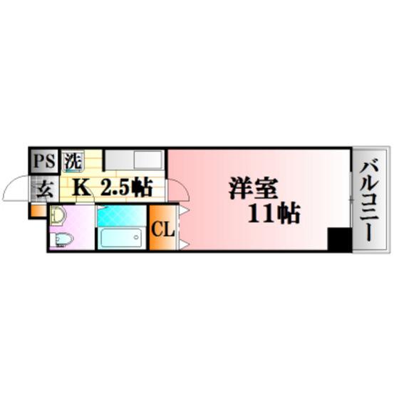 IMPRESSION十日市(1K/4階)の間取り写真