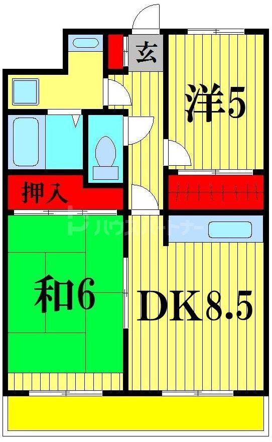 グリーンアベニュー(2DK/2階)の間取り写真
