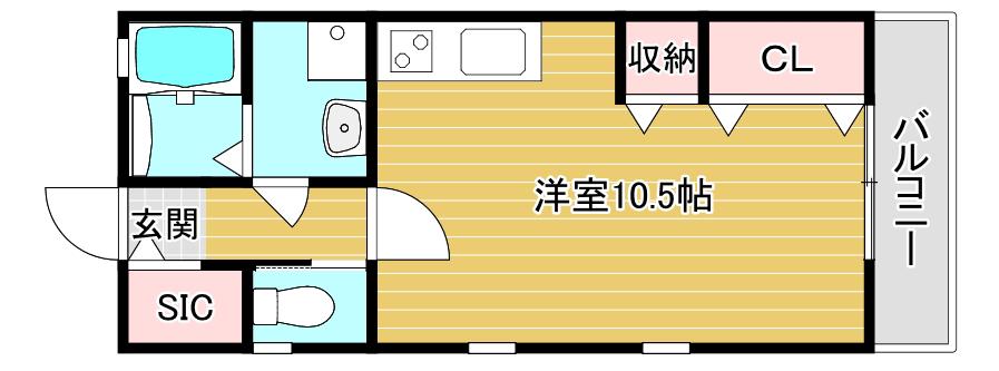 JR青梅線 拝島駅 徒歩5分 2階建 築10年(ワンルーム/1階)の間取り写真