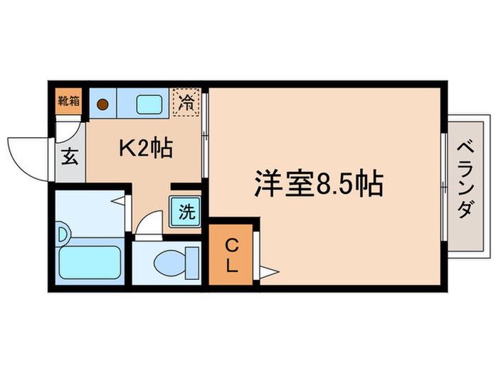 アレイほたる谷(1K/2階)の間取り写真