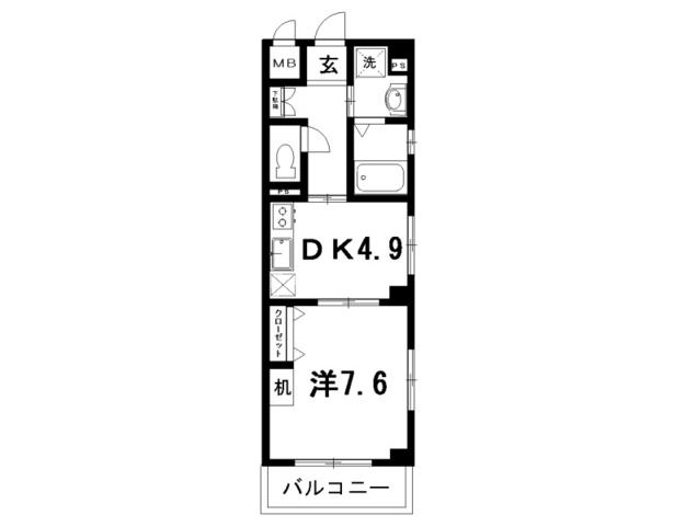 セブンシーズ城見(1DK/2階)の間取り写真