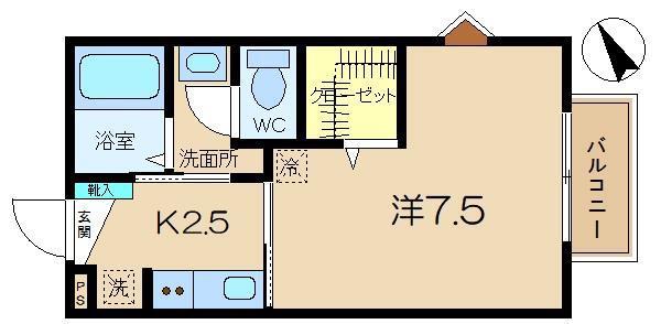 アマービレ(1K/1階)の間取り写真
