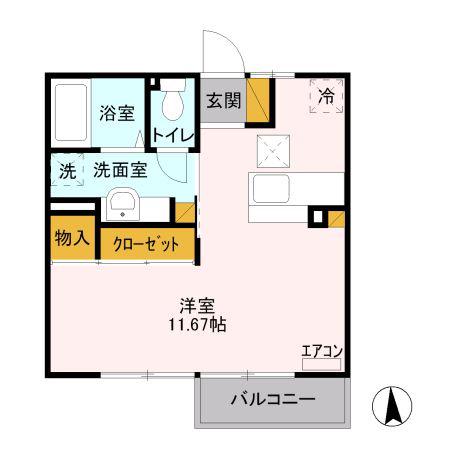 ホワイトテラス(ワンルーム/1階)の間取り写真