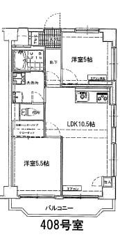エクロール蓮根(2LDK/4階)の間取り写真