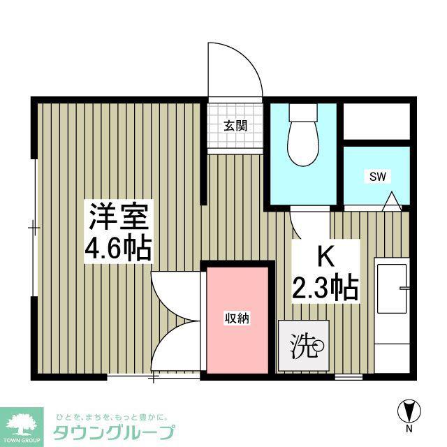 サンハイツ日野C(1K/2階)の間取り写真
